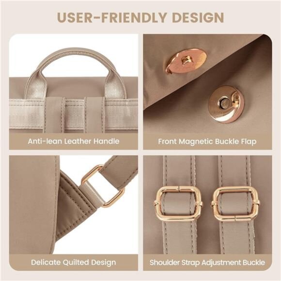 Mini Backpack With Anti-theft Pocket Khaki - Picture 5 of 5